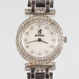A FESTINA LADIES 18CT WHITE GOLD AND DIAMOND WRISTWATCH, in original box with paperwork, No.