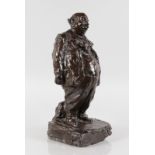 FRANCOIS ALPHONSE PIQUEMAL (CIRCA. 1900) FRENCH AN UNUSUAL BRONZE OF A PORTLY MAN standing on a