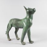 AN EGYPTIAN LOOKING BRONZE CAT. 14ins high.