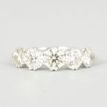 AN IMPRESSIVE FIVE STONE DIAMOND RING, 3.34CTS, set in 18ct white gold.