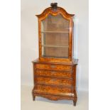 A 19TH CENTURY DUTCH MAHOGANY AND MARQUETRY VITRINE ON CHEST, the top with long door, glass sides