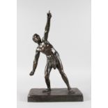 D. H. CHIPARUS A BRONZE OF AN ATHLETE standing on a rectangular base. Signed. 20.5ins high.