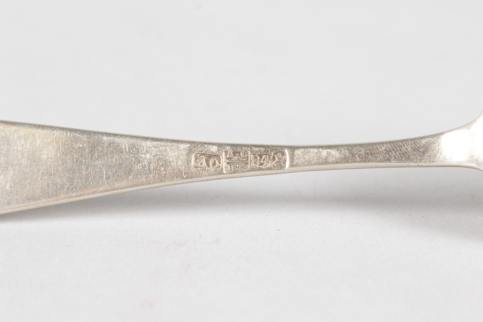 A SET OF SIX RUSSIAN SILVER TEASPOONS. Stamped AO A.C. 1873 84. St George and the Dragon. - Image 4 of 4