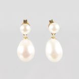 A PAIR OF GOLD SEED PEARL DROP EARRINGS.