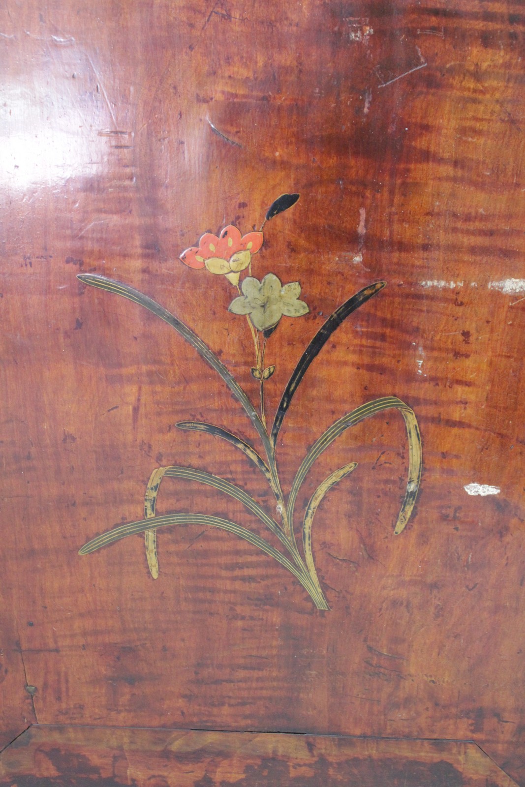 A SUPERB 17TH CENTURY WALNUT CHEST with iron mounts and hinges, the doors with Japanned decoration - Image 7 of 11