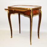 A GOOD 19TH CENTURY FRENCH LINKE MODEL SHAPED KINGWOOD TABLE with inlaid top, brushing slide and