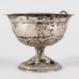 A SMALL RUSSIAN SILVER PEDESTAL BOWL, 7.5cms diameter, marks dated 1875.