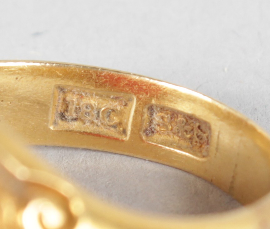 THREE 18CT YELLOW GOLD SEAL RINGS, a three turret castle. - Image 6 of 7