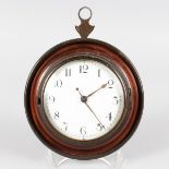 A REGENCY CIRCULAR SEDAN CLOCK with white enamel dial, wooden frame and verge movement by J. E.