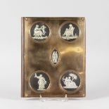 A 19TH CENTURY WEDGWOOD MOUNTED BLOTTER.