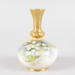 A ROYAL WORCESTER VASE, shape G799, painted unusually with Lily of the Valley, date code for 1913.