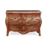 A LOUIS XV KINGWOOD, TULIP AND ORMOLU MOUNTED BOMBE COMMODE by LEONARD BOUDIN, CIRCA. 1750, the