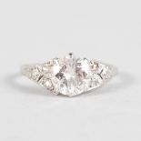 A LOVELY SINGLE STONE DIAMOND RING, 1.65CTS, set in platinum.