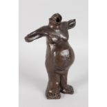 GUIDO MARIANI (CIRCA. 1990) ITALIAN A BRONZE STANDING YAWNING FAT POLAR BEAR TYPE FIGURE. Signed