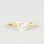 A BRILLIANT CUT SINGLE STONE RING in 18ct yellow gold.