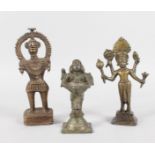 THREE INDIAN BRONZE DEITIES.