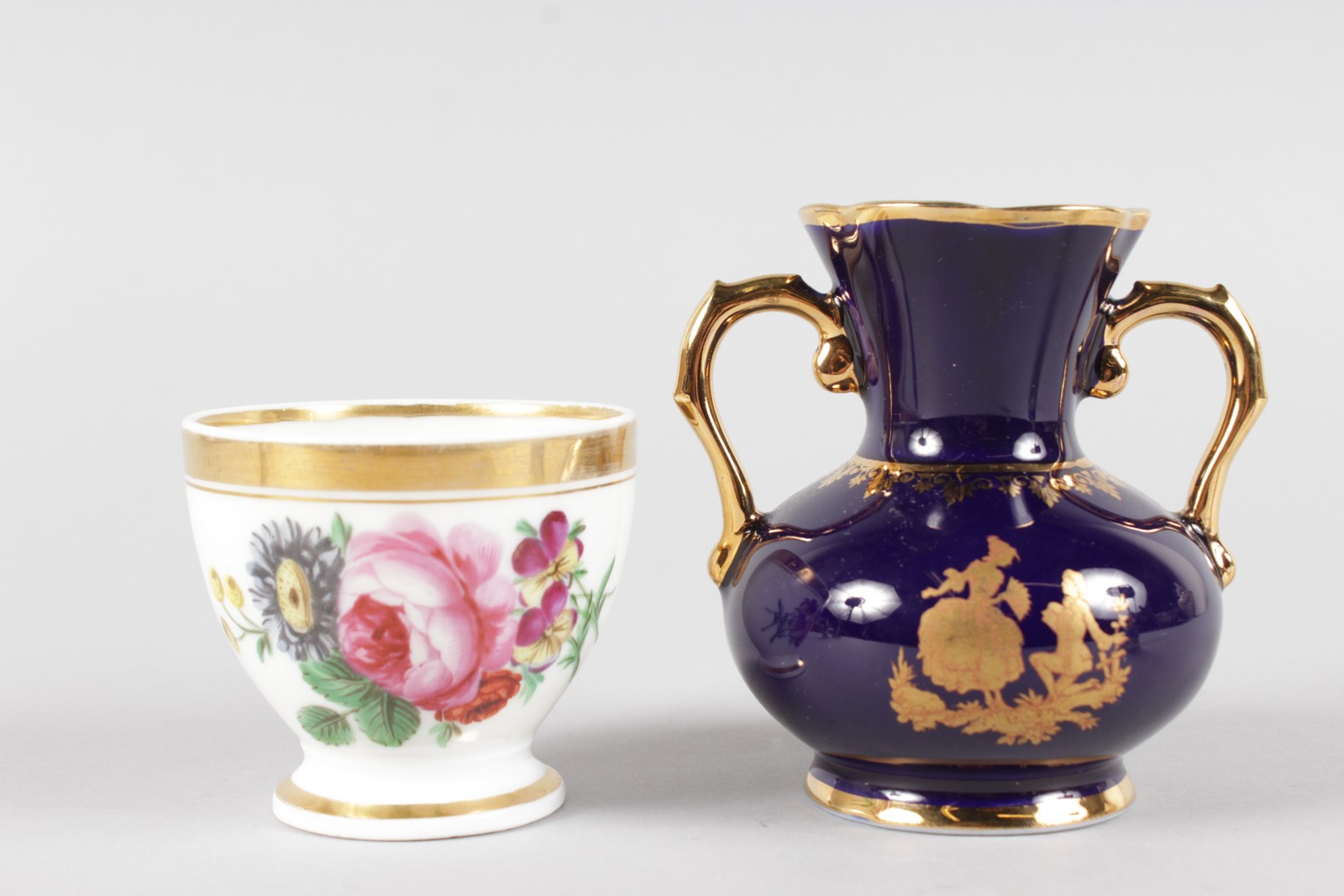 A 19TH CENTURY GERMAN BASKET WEAVE AND FLOWER DECORATED BOX AND COVER, a Limoges vase, a Dresden - Image 5 of 6