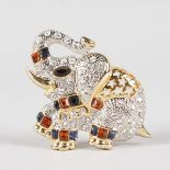 AN ELEPHANT BRILLIANT SET BROOCH.