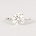 A SUBSTANTIAL SOLITAIRE DIAMOND RING of 3.21CTS, set in 18ct white gold.