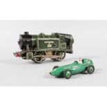 A DINKY RACING CAR "GREEN VAUXHALL" and a SOUTHERN 28 TRAIN.