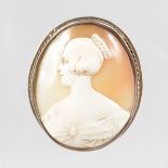 A YOUNG QUEEN VICTORIA CAMEO in a silver frame. 6cms x 5cms.