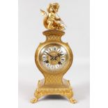 A GOOD 19TH CENTURY FRENCH ORMOLU MANTLE CLOCK, eight-day movement, striking on a single bell, the