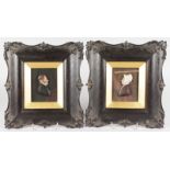 A RARE PAIR OF 19TH CENTURY FRAMED WAX PORTRAITS OF A MAN AND WOMAN, each 5ins x 3.5ins.