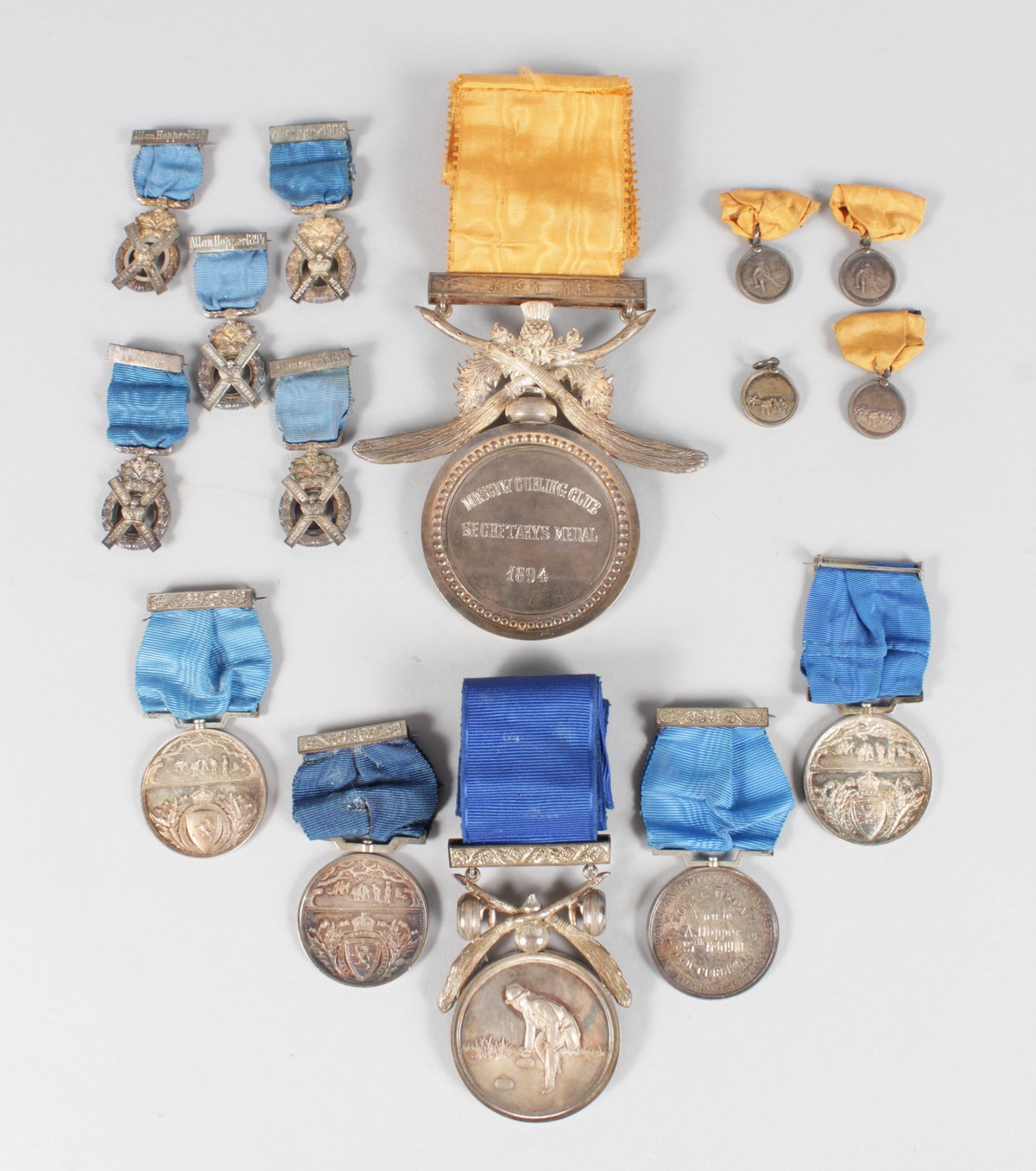 A COLLECTION OF MEDALS won by ALLAN HOOPER, MOSCOW CURLING CLUB, CIRCA. 1890-1910 (11), and five