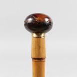 A CANE with tortoiseshell top.