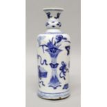 A CHINESE KANGXI PERIOD ISLAMIC MARKET BLUE & WHITE PORCELAIN VASE, circa 1700, painted with a