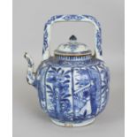 A CHINESE WANLI PERIOD BLUE & WHITE PORCELAIN KETTLE, circa 1600, together with a later blue and