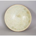 A CHINESE SONG DYNASTY CELADON PORCELAIN BOWL, the interior with an underglaze incised comb