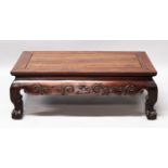 A GOOD QUALITY 18TH/19TH CENTURY CHINESE HARDWOOD KANG TABLE, possibly huanghuali, of low
