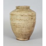 A CHINESE PROVINCIAL CRACKLEGLAZE STONEWARE JAR, possibly early, the base unglazed, 7.5in(19cm)