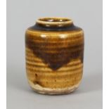 A JAPANESE MEIJI PERIOD CERAMIC CHAIRE, the tea caddy applied with a pale brown glaze falling