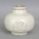 AN UNUSUAL CHINESE WHITE GLAZED PORCELAIN VASE, or huqqa base, possibly early Fukien for the Islamic