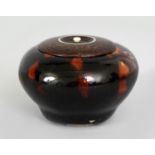 A JAPANESE MEIJI PERIOD AWAJI TORTOISESHELL GLAZED CHAIRE, the tea caddy with an ivory and wood