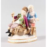 A GOOD MEISSEN GROUP DEPICTING WINTER, first modelled by SCHOENHEIT, this example 1860, young boy