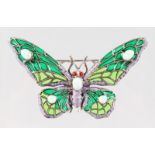 A SILVER AND ENAMEL BUTTERFLY BROOCH.