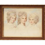ATTRIBUTED TO RICHARD COSWAY Portrait studies of three young ladies. Reputed to be The Daughters
