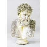 A GOOD BUST OF HERCULES, after the original in the British Museum, on pedestal. 2ft 8ins high.