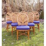 A SET OF SIX BAMBOO SPINDLE BACK CHAIRS (6).
