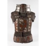 A JAPANESE MAIL AND PLATE ARMOUR, large mail links with numerous bronze plates, the chest plates