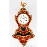 A GOOD LOUIS XVI STYLE PAINTED CLOCK AND BRACKET by MARTINOT A. PARIS, with white enamel dial, black