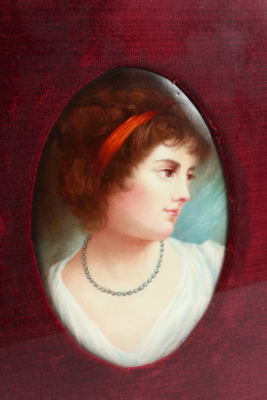 A GOOD PARAGON OVAL PORTRAIT PLAQUE of COUNTESS OF OXFORD, After JOHN HOPPNER. 15cm x 10cms, - Image 2 of 5