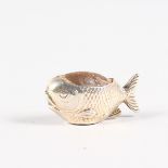 A MINIATURE FISH PIN CUSHION. Chester. Maker: S. & M. Co. 3.5cms long.