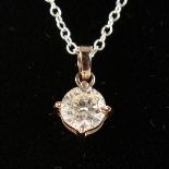 AN 18CT YELLOW GOLD SINGLE STONE DIAMOND PENDANT, 1.1CTS.