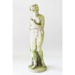 A COMPOSITION STANDING CLASSICAL FIGURE OF A SEMI CLAD YOUNG LADY on a circular base. 3ft 10ins