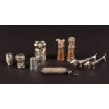 A MINIATURE CHAMPAGNE CORK, THIMBLE, ETC.