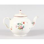 AN 18TH CENTURY DERBY TEAPOT AND COVER painted with Withers style flowers.